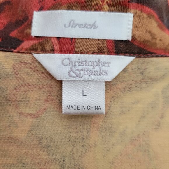 Christopher & Banks Stretch Floral Zip Front Distressed Cotton Blazer Jacket EUC - Picture 7 of 10